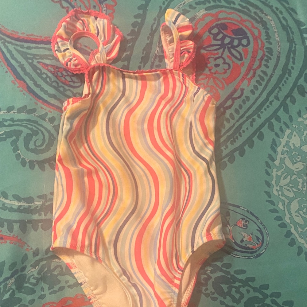 Wonder Nation Multicolor Wavy Striped Bodysuit